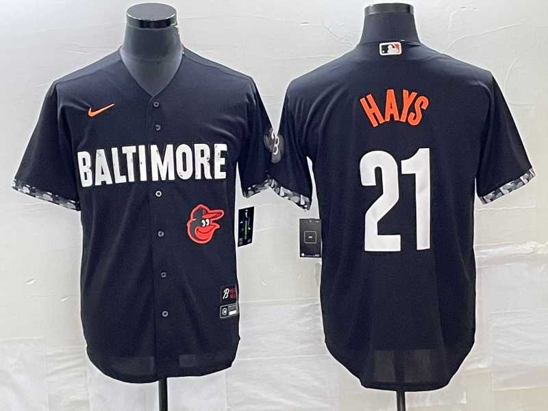 Men's Baltimore Orioles #21 Austin Hays Black 2023 City Connect Cool Base Stitched Jerseys